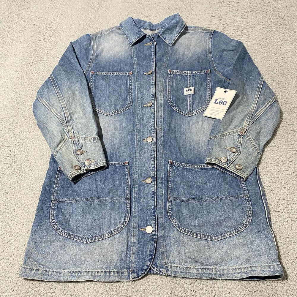 Lee x Kacey Musgraves Denim Jacket Womens Large Blue Chore Coat Longline Utility